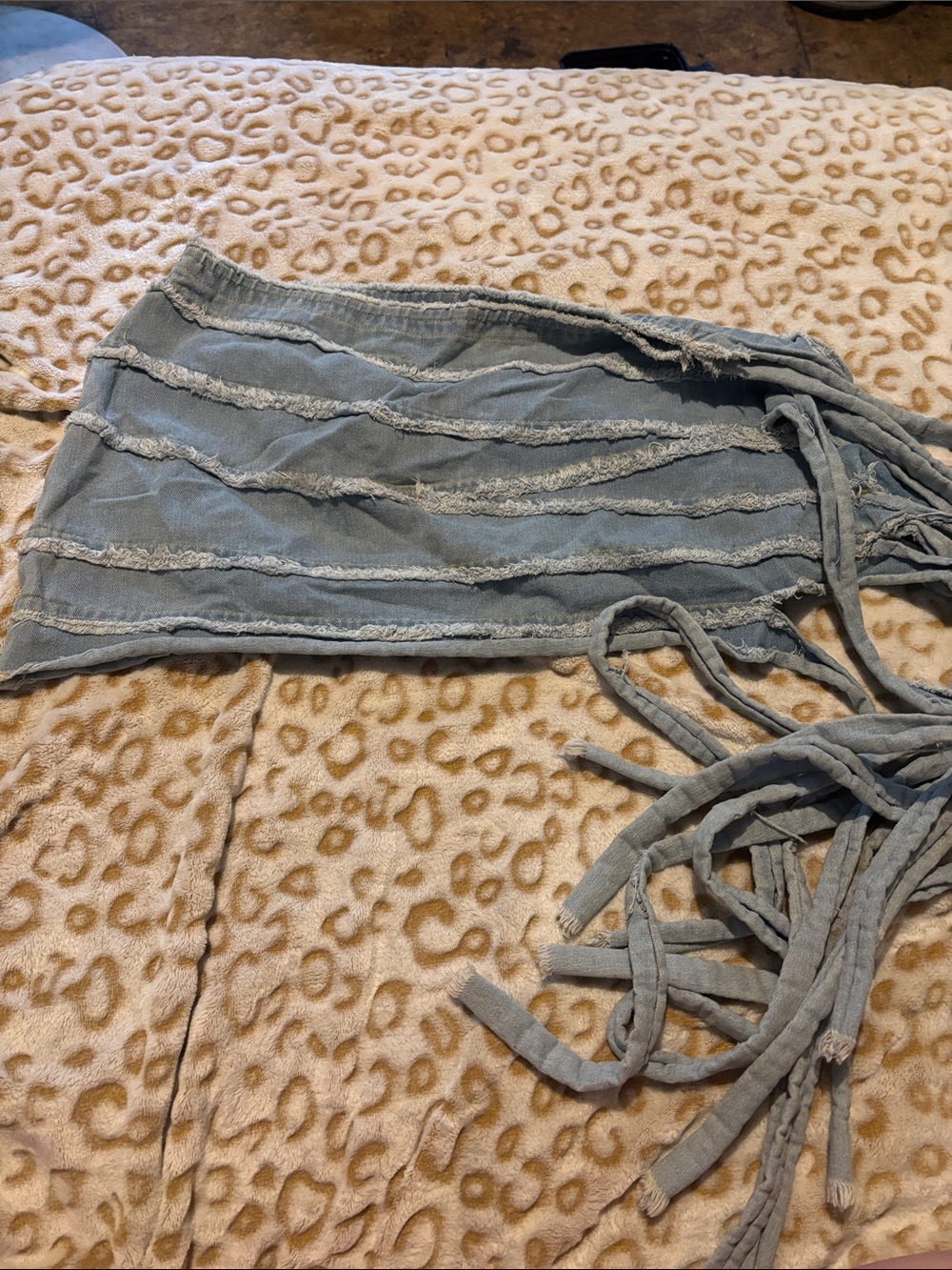 Fashion Nova Frayed Wrap Skirt in Light Blue